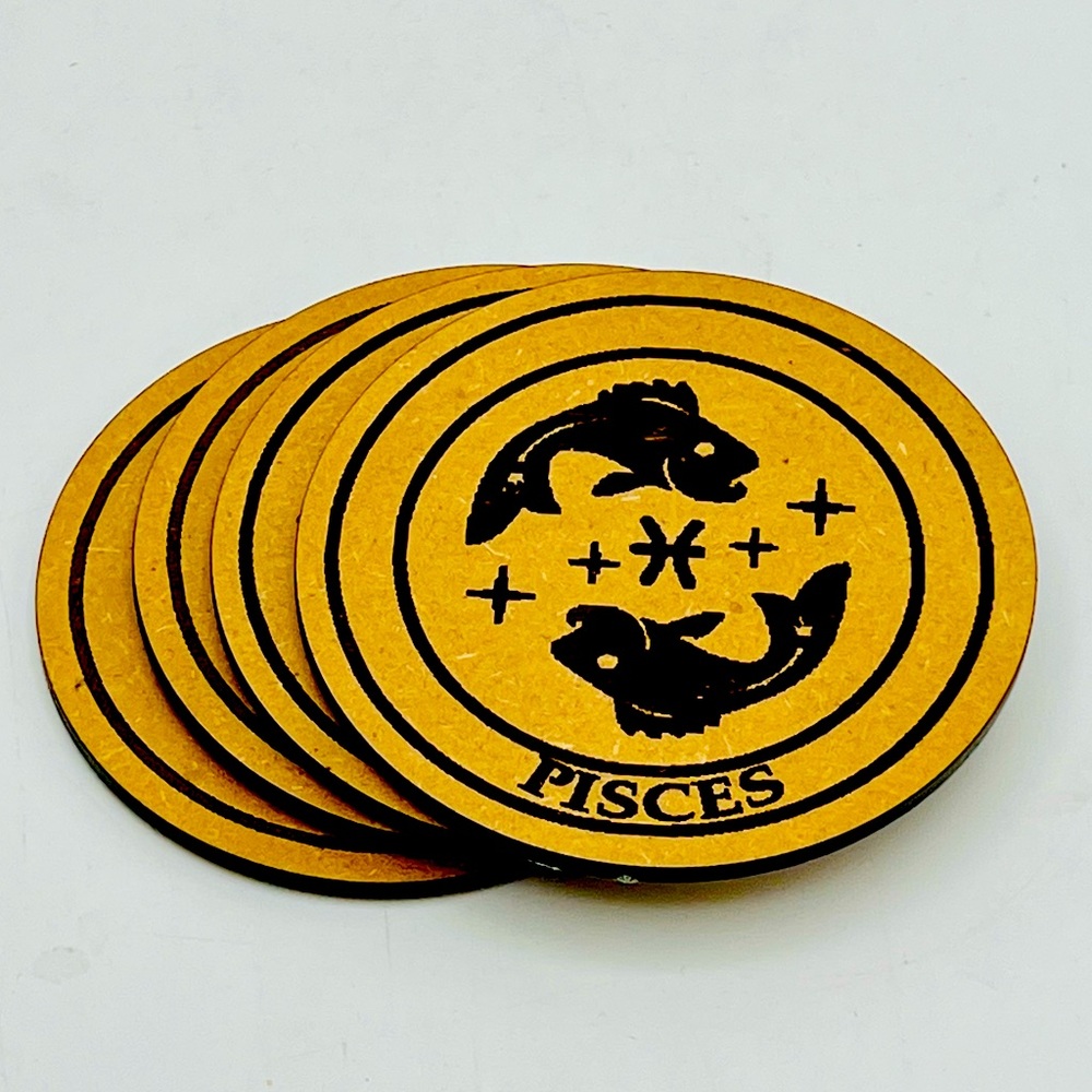 PISCES Zodiac Sign Coasters • Set of 4